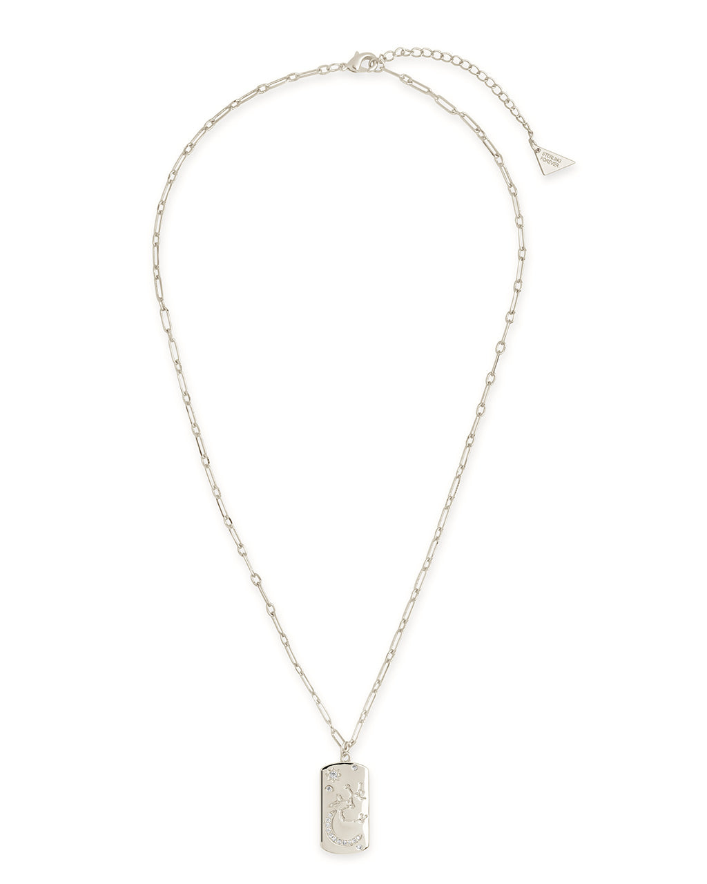 CZ Constellation Dog Tag Pendant Necklace by Sterling Forever