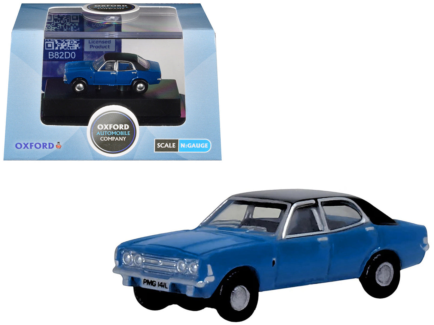 Ford Cortina MKIII RHD (Right Hand Drive) Electric Monza Blue with Black Top 1/148 (N) Scale Diecast Model Car by Oxford Diecast  free shipping USA