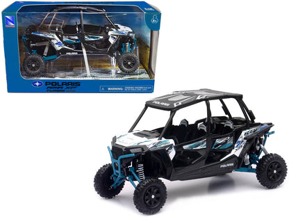 Polaris RZR XP 4 Turbo EPS Sport UTV Matt White Lightning with Graphics and Black Top 1/18 Diecast Model by New Ray  free shipping USA
