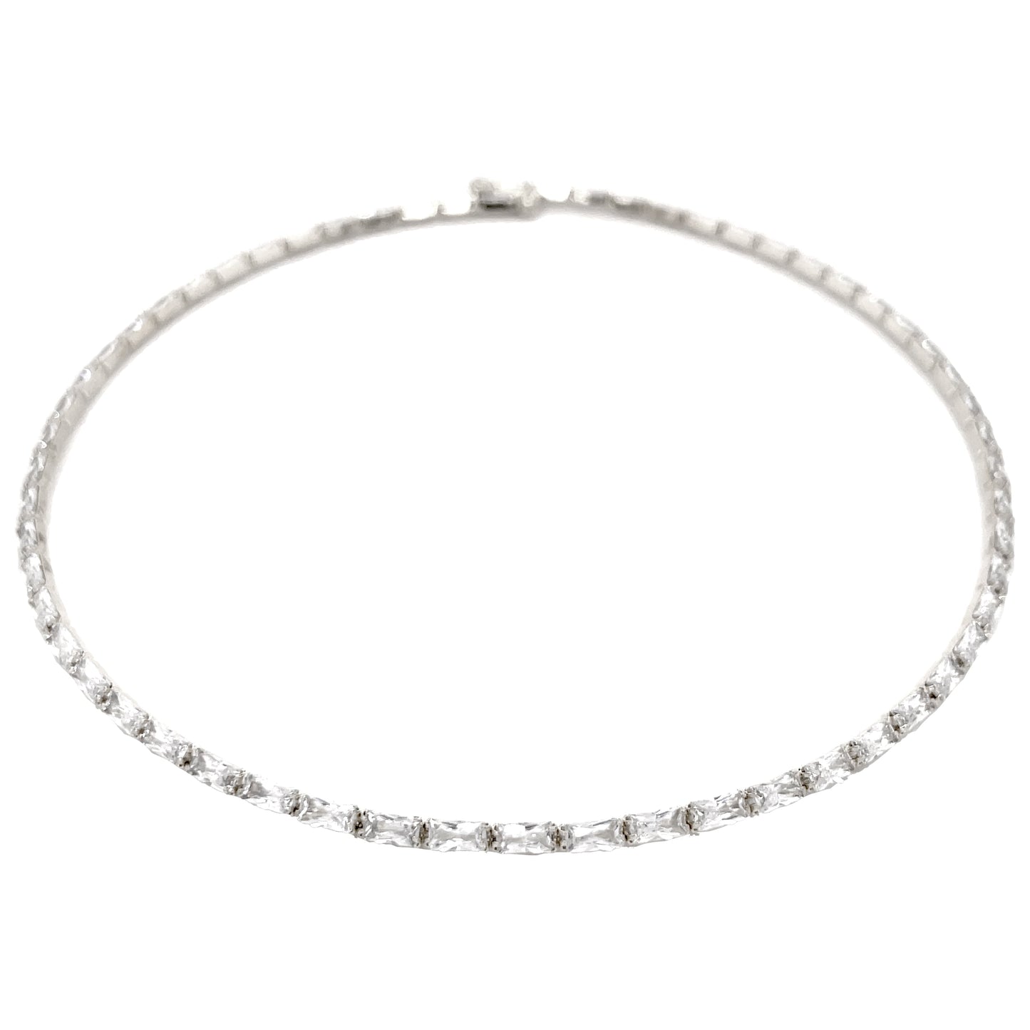 Baguette Choker Necklace WG by Jennifer Miller Jewelry