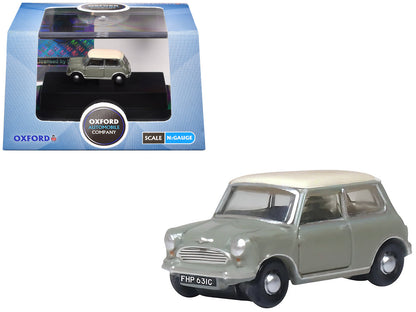 Mini Classic Tweed Gray with Cream Top 1/148 (N) Scale Diecast Model Car by Oxford Diecast  free shipping USA