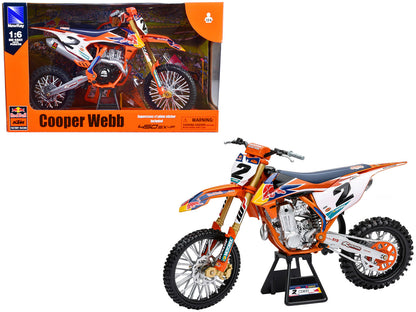 KTM 450 SX-F #2 Cooper Webb "Red Bull KTM Factory Racing" SuperCross 1/6 Diecast Model by New Ray  free shipping USA