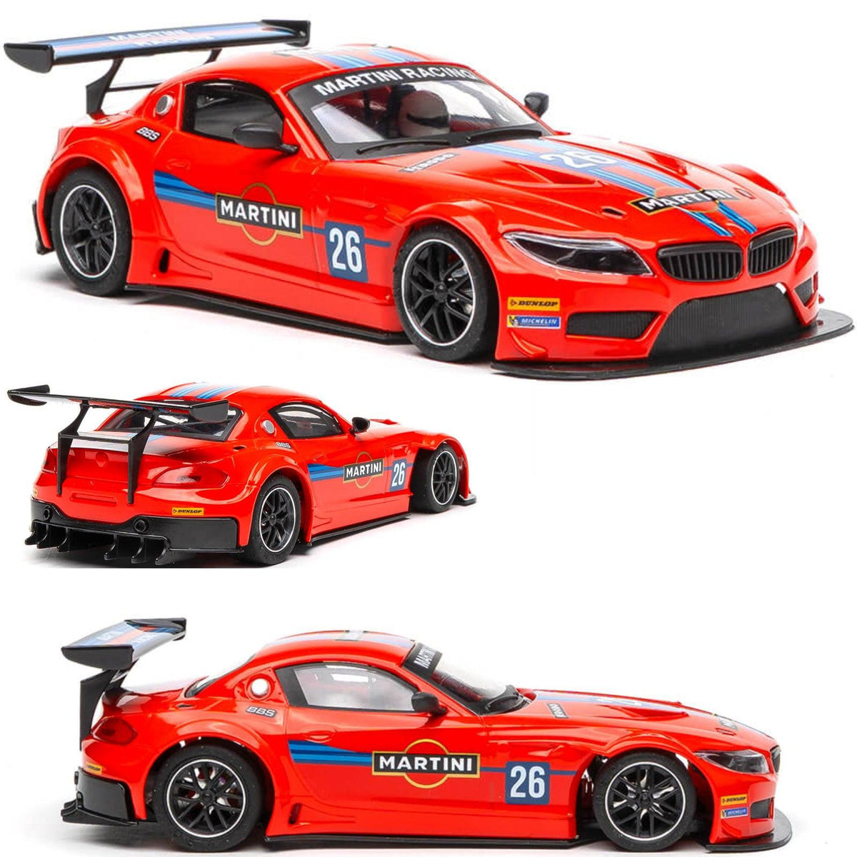 NSR BMW Z4 GT3 Martini Racing Red 1/32 Slot Car 0602 Anglewinder