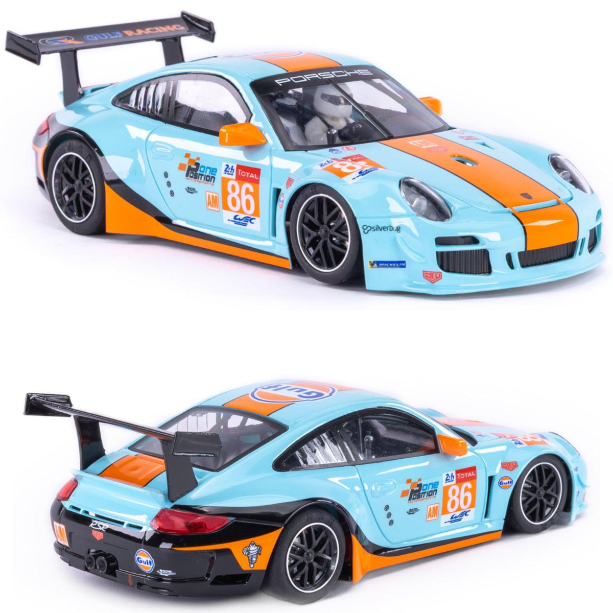 NSR Porsche 997 GT3 Gulf Le Mans 24h 2018 Anglewinder 1/32 Slot Car 0618AW