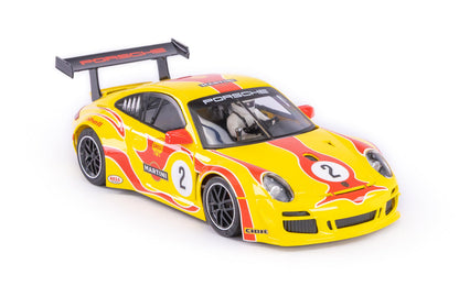 NSR Porsche 997 GT3 Yellow Hippie Anglewinder 1/32 Slot Car 0637AW