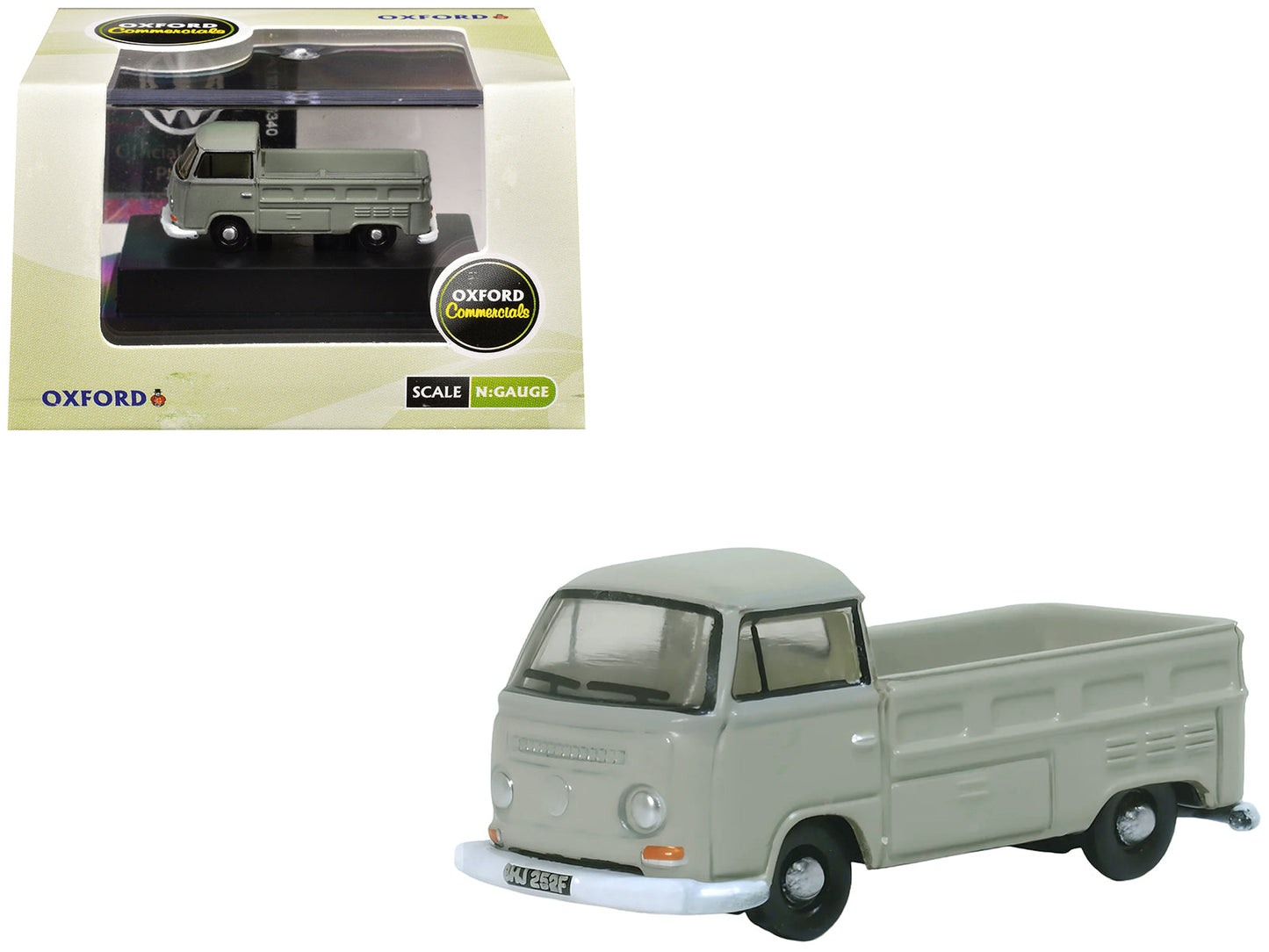 Volkswagen T2 Pickup Truck Light Gray 1/148 (N) Scale Diecast Model Car by Oxford Diecast  free shipping USA