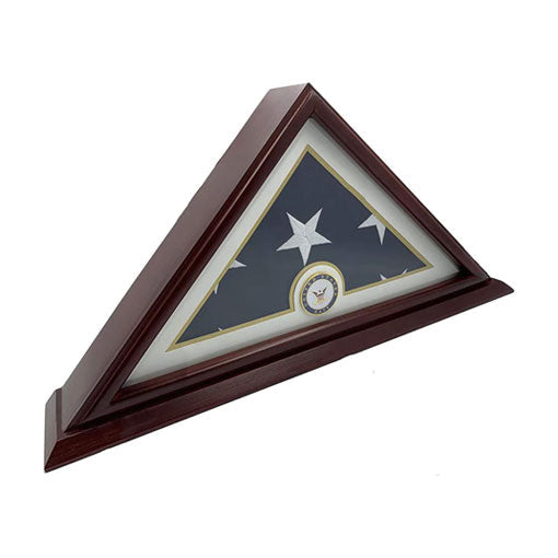 Flags Connections - 5'x9' Flag Display Case for American Veteran Burial Flag - Solid Wood, Cherry Finish - Navy.