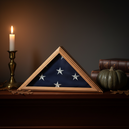 Navy display case for 3ft x 5ft Flag Oak