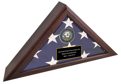 Personalized Army Flag Display Case, Army medallion flag  box American Made  - US Army Retirement Gift, Army Burial Flag Display case