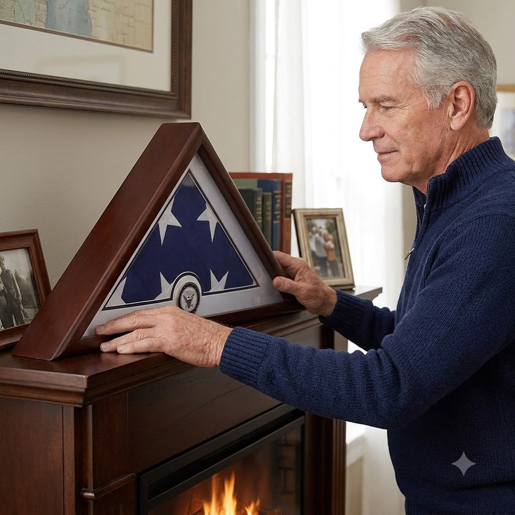 US Navy Interment American Burial Flag Display Case
