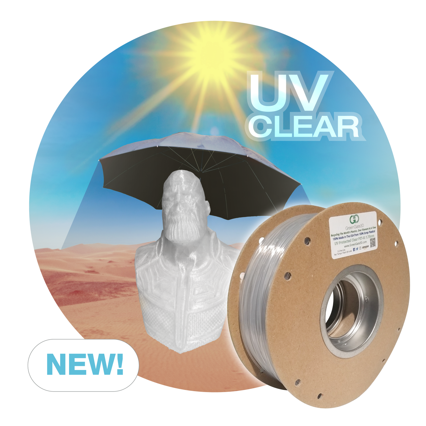 Clear w/UV Additive: Recycled PET-G