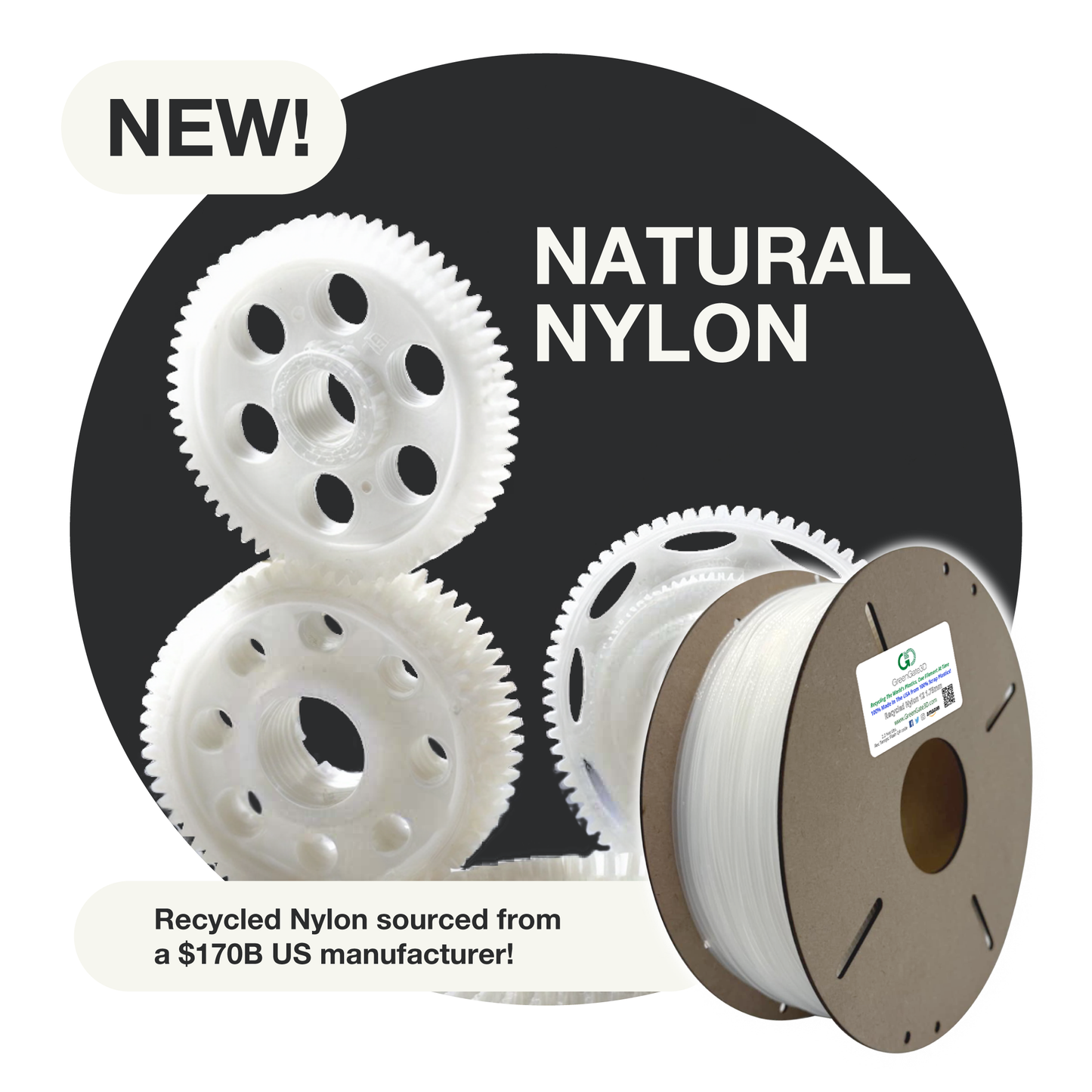 Natural: Recycled Nylon 12 (PA12)