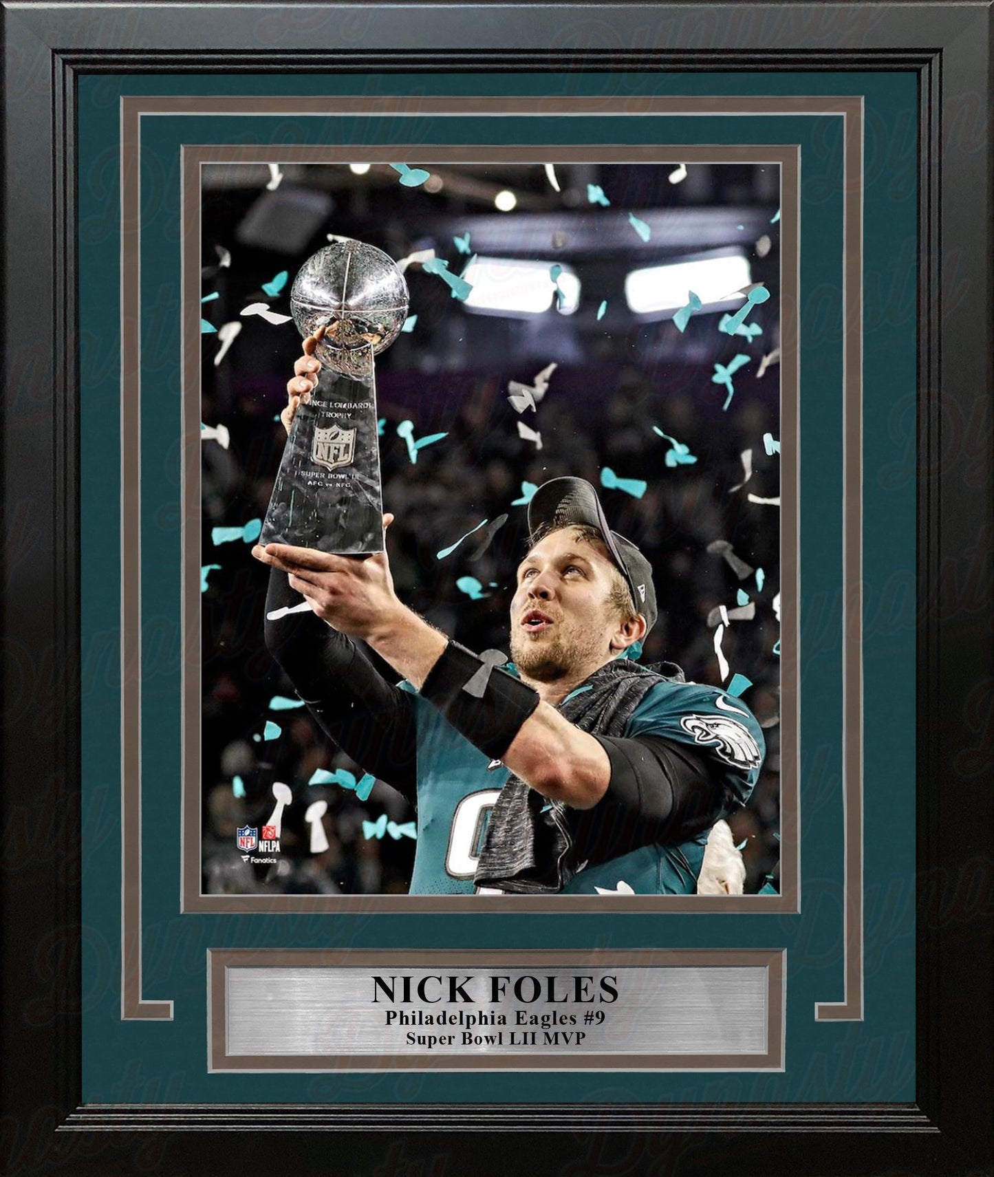 Nick Foles Lombardi Trophy Philadelphia Eagles Super Bowl LII Champions 8x10 Framed Football Photo