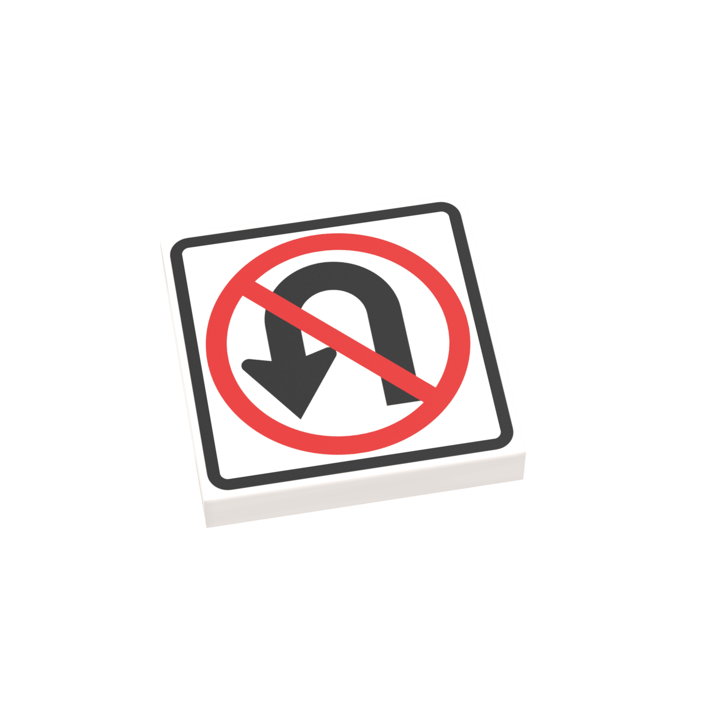 No U-Turn Street Sign - Custom Printed 2x2 Tile - Made Using LEGO® Parts