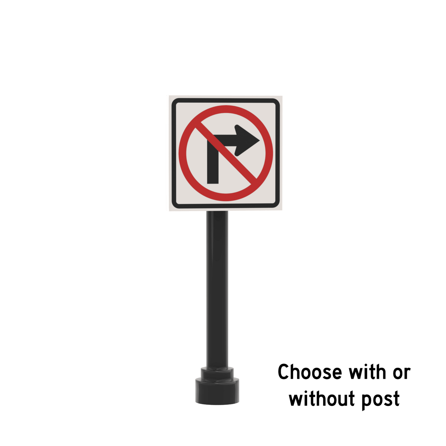 No Right Turn Street Sign - Custom Printed 2x2 Tile - Made Using LEGO® Parts