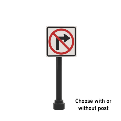 No Right Turn Street Sign - Custom Printed 2x2 Tile - Made Using LEGO® Parts