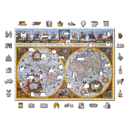 Nova Terrarum Antique Map 750 Piece Wood Jigsaw Puzzle Wooden City