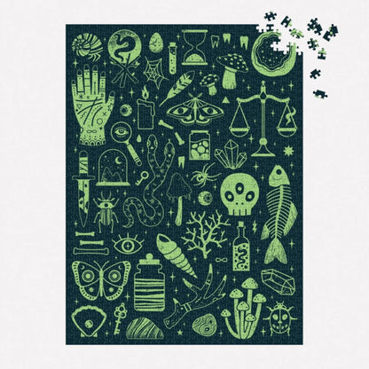 Occult & Curious 1000 Piece Glow in the Dark Jigsaw Puzzle Galison