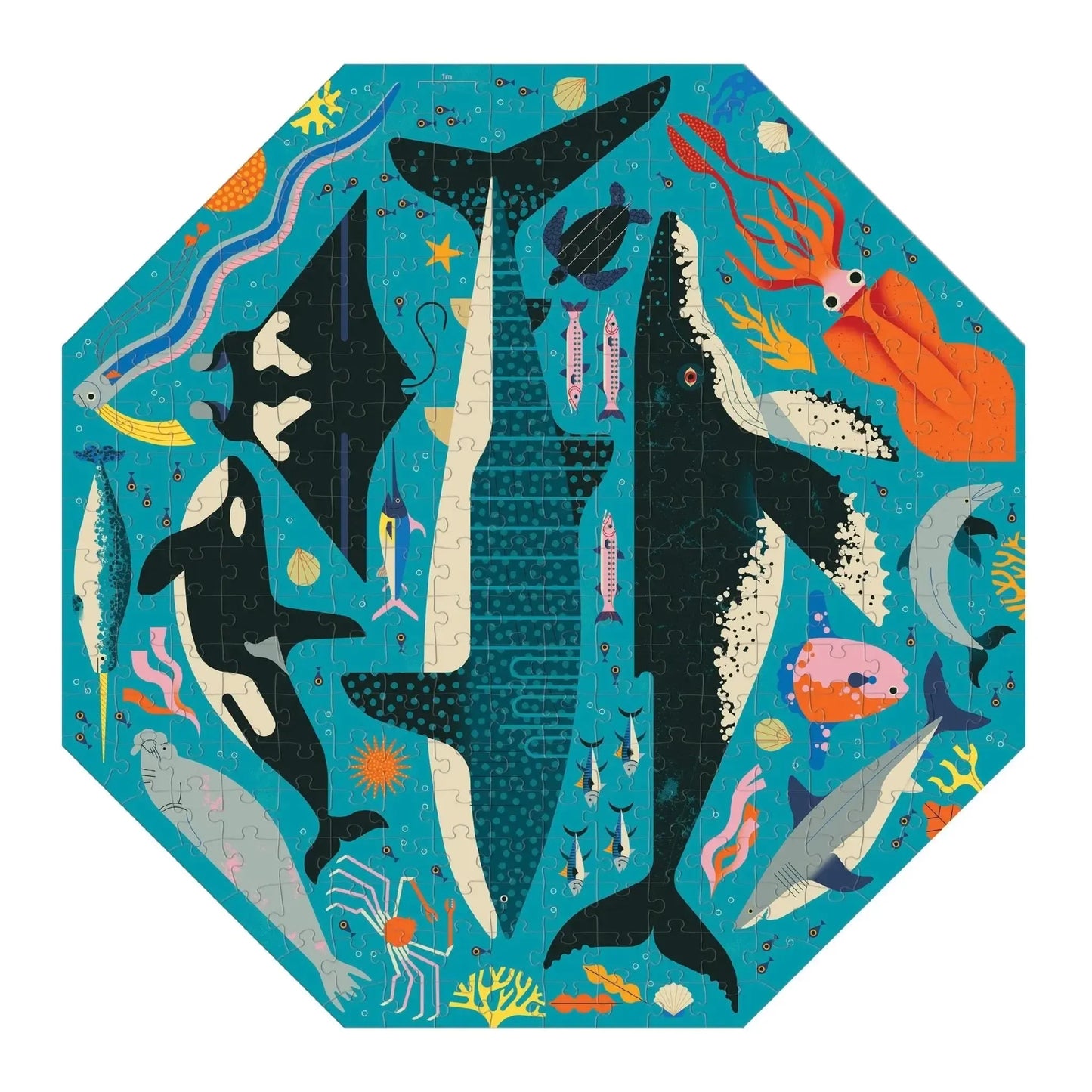 Ocean Life to Scale 300 Piece Octagon Jigsaw Puzzle Mudpuppy
