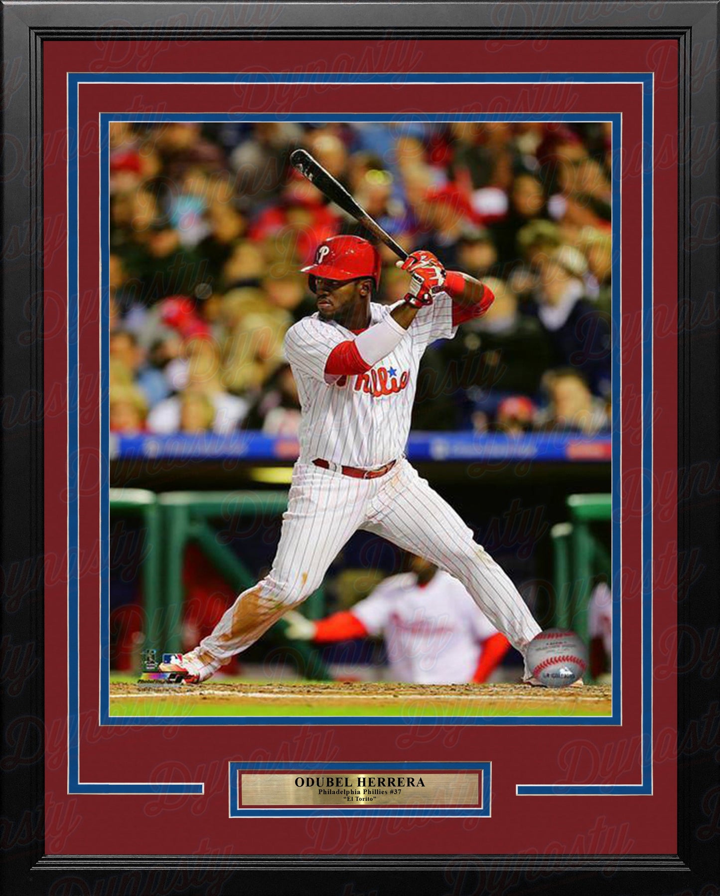 Odubel Herrera Philadelphia Phillies At-Bat MLB Baseball Framed and Matted Photo