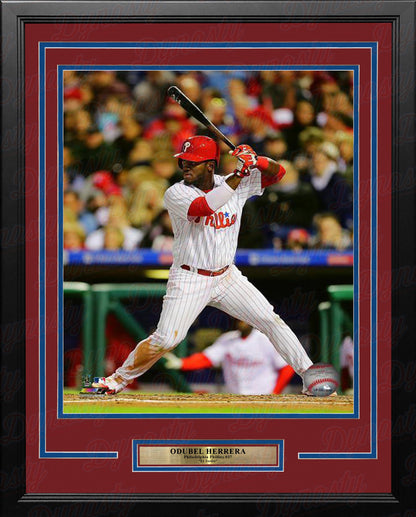 Odubel Herrera Philadelphia Phillies At-Bat MLB Baseball Framed and Matted Photo