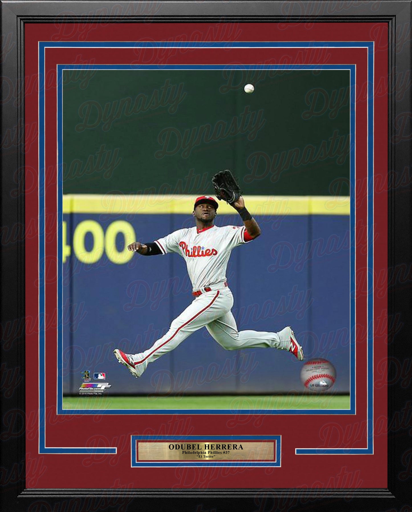 Odubel Herrera Philadelphia Phillies Jump Catch MLB Baseball Framed and Matted Photo