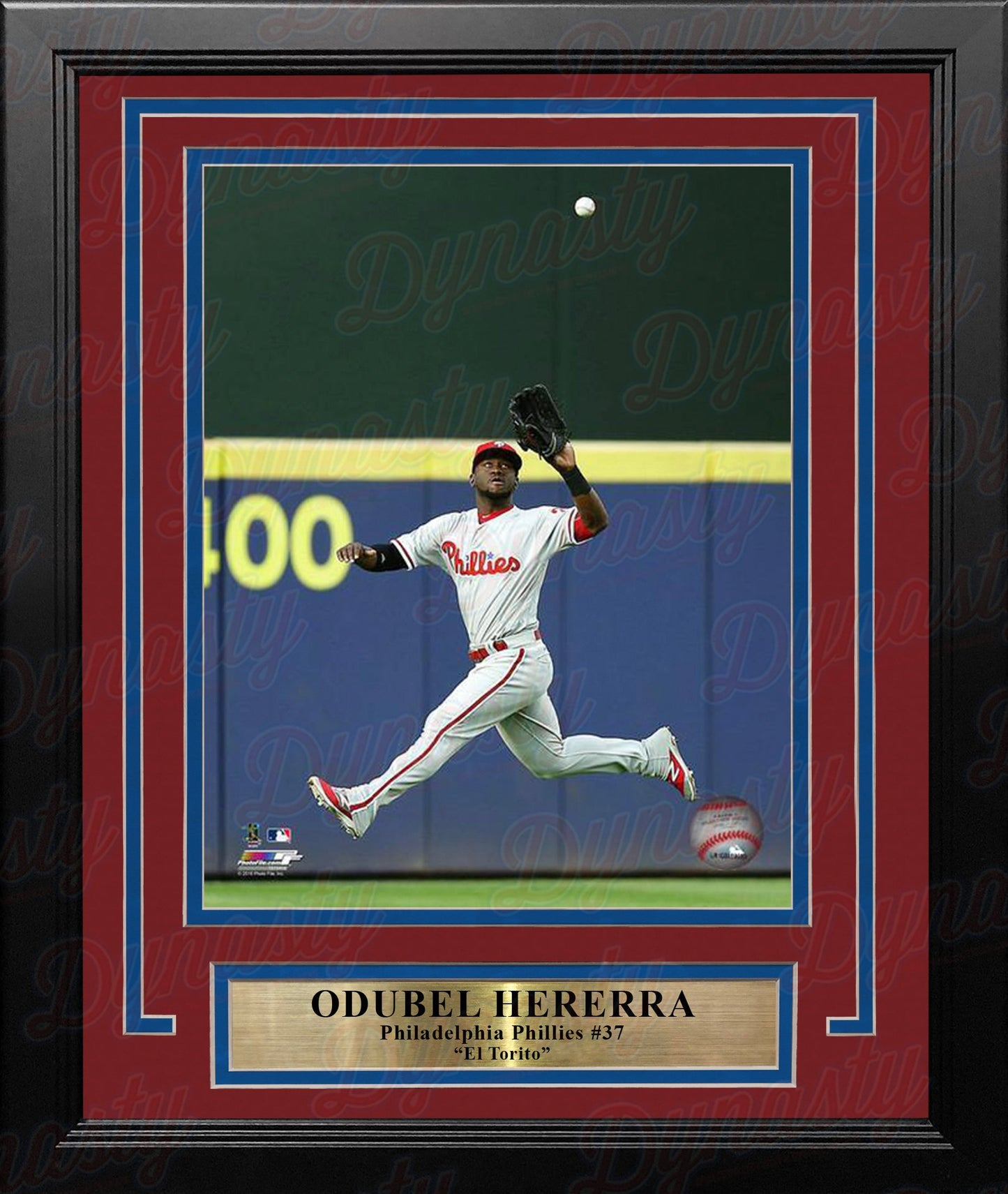 Odubel Herrera Philadelphia Phillies Jump Catch MLB Baseball Framed and Matted Photo