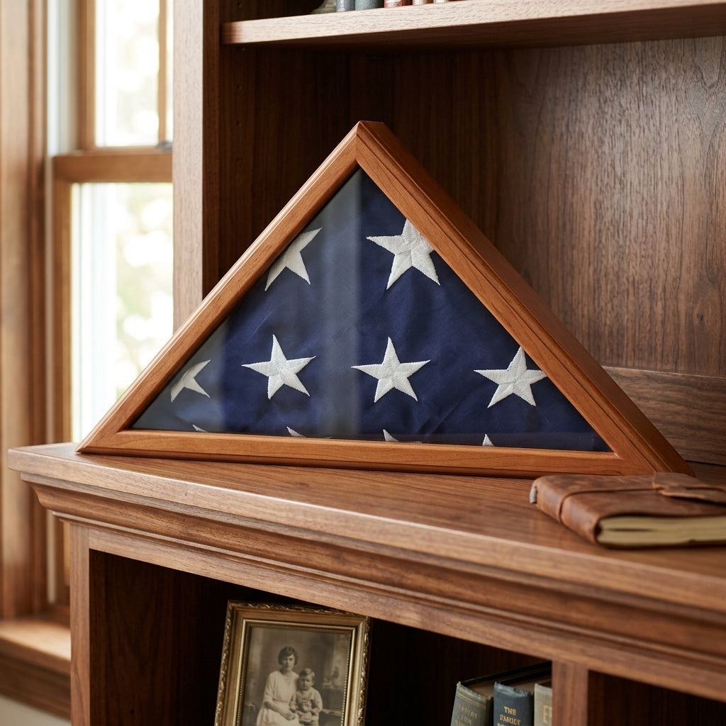 Flag Connections Officers Flag and Display Case, 5 by 9.5-Feet, Solid Oak