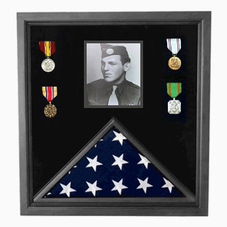 Photo Flag and Medal Display Case, Flag and Photo Frame
