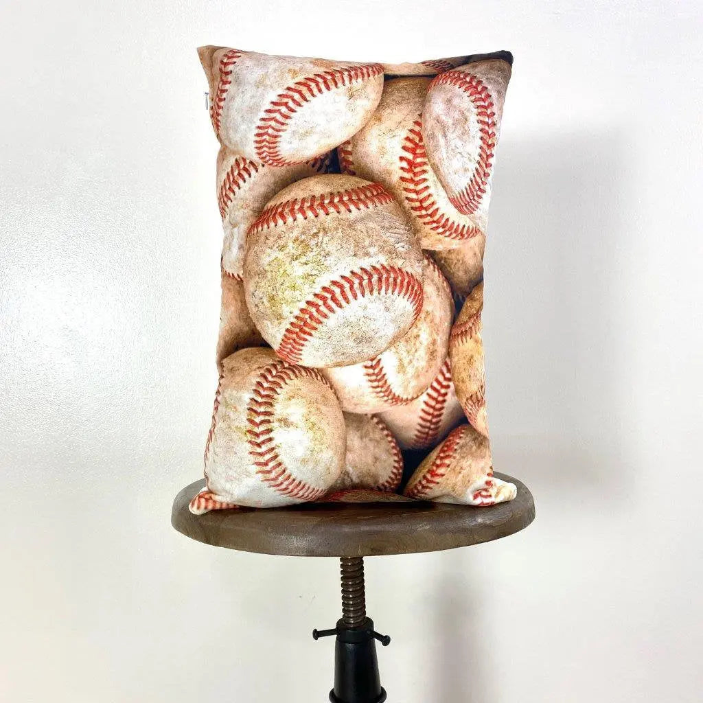 Old Baseballs | 12x18 | Custom Baseballs | Sports | Sports Fabric | Sports Fans | Baseball Gifts | Baseball Gifts for Boys | Teen Room Decor by UniikPillows
