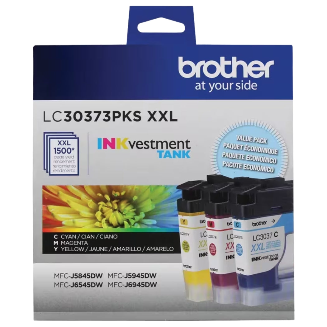 New, Pre-Owned - Brother LC3037XXL Extra High Yield Tri-Color Ink Cartridge-Pack-3