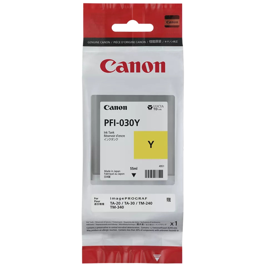 New, Pre-Owned - Canon PFI-030 Standard Yield Yellow Ink Cartridge, 3492C001