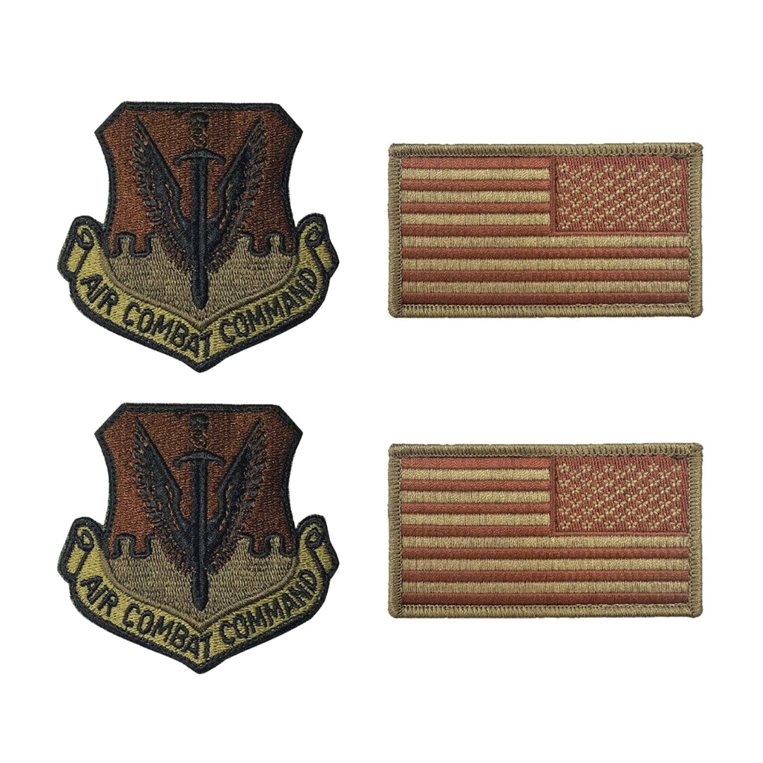 US Air Force Air Combat Command OCP Spice Brown Patch and Flag Bundle