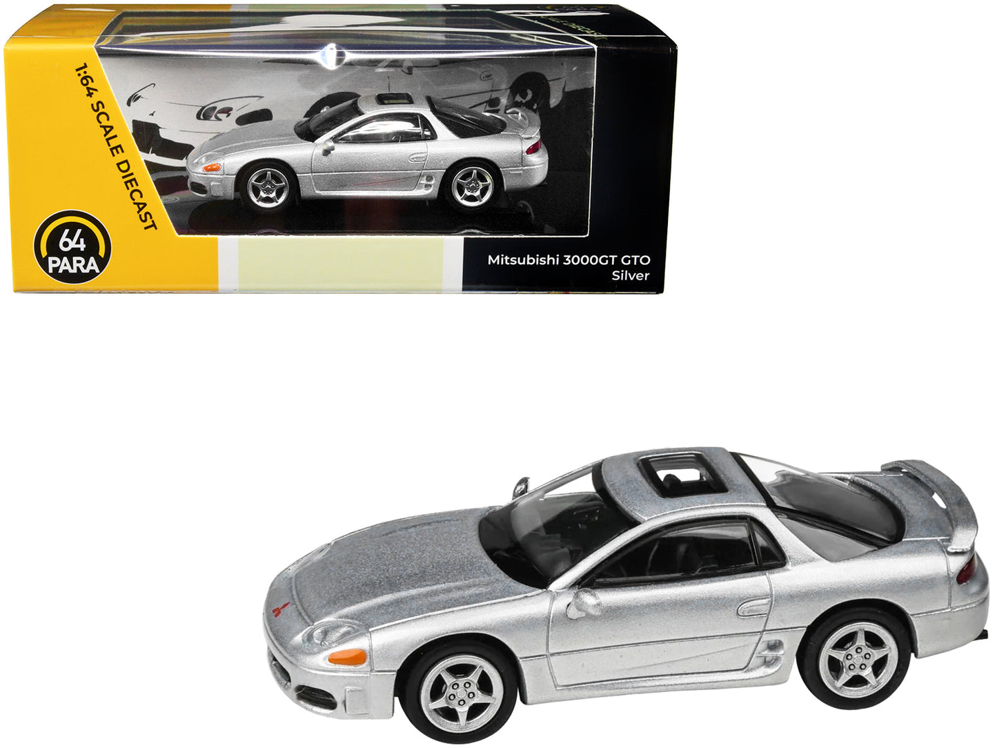 Mitsubishi 3000GT GTO Silver Metallic with Sunroof 1/64 Diecast Model Car by Paragon Models  free shipping USA