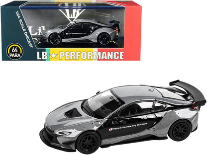 BMW i8 Liberty Walk Gray and Black "LB Performance" Series 1/64 Diecast Model Car by Paragon  free shipping USA