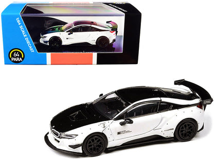 BMW i8 Liberty Walk White and Black 1/64 Diecast Model Car by Paragon  free shipping USA