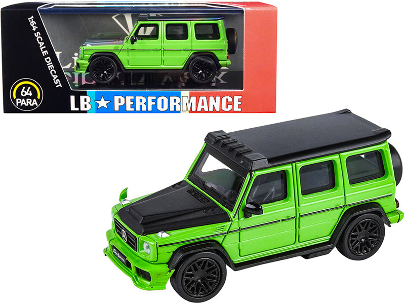 Mercedes-AMG G 63 LBWK Alien Green and Matt Black "LB Performance" 1/64 Diecast Model Car by Paragon  free shipping USA