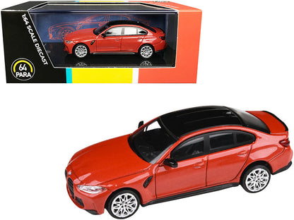 BMW M3 (G80) Toronto Red Metallic with Black Top 1/64 Diecast Model Car by Paragon  free shipping USA