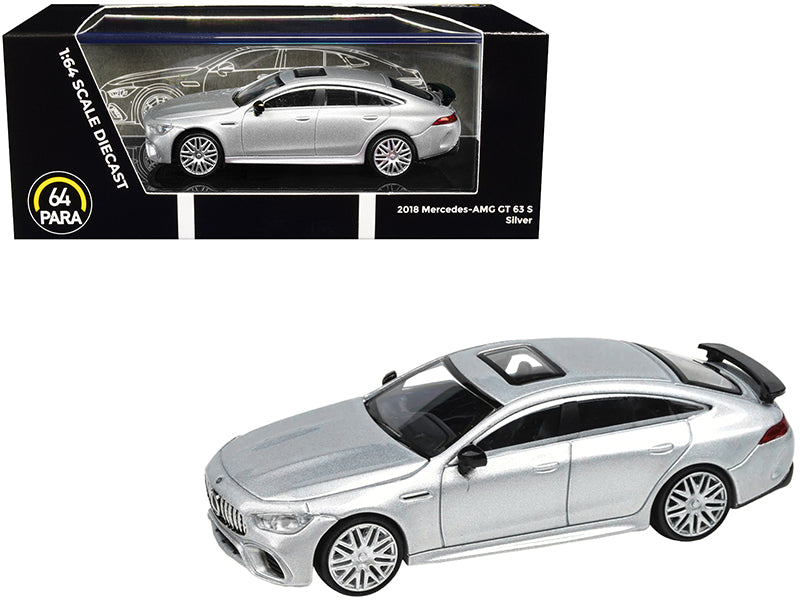 2018 Mercedes-AMG GT 63 S with Sunroof Silver Metallic 1/64 Diecast Model Car by Paragon Models  free shipping USA