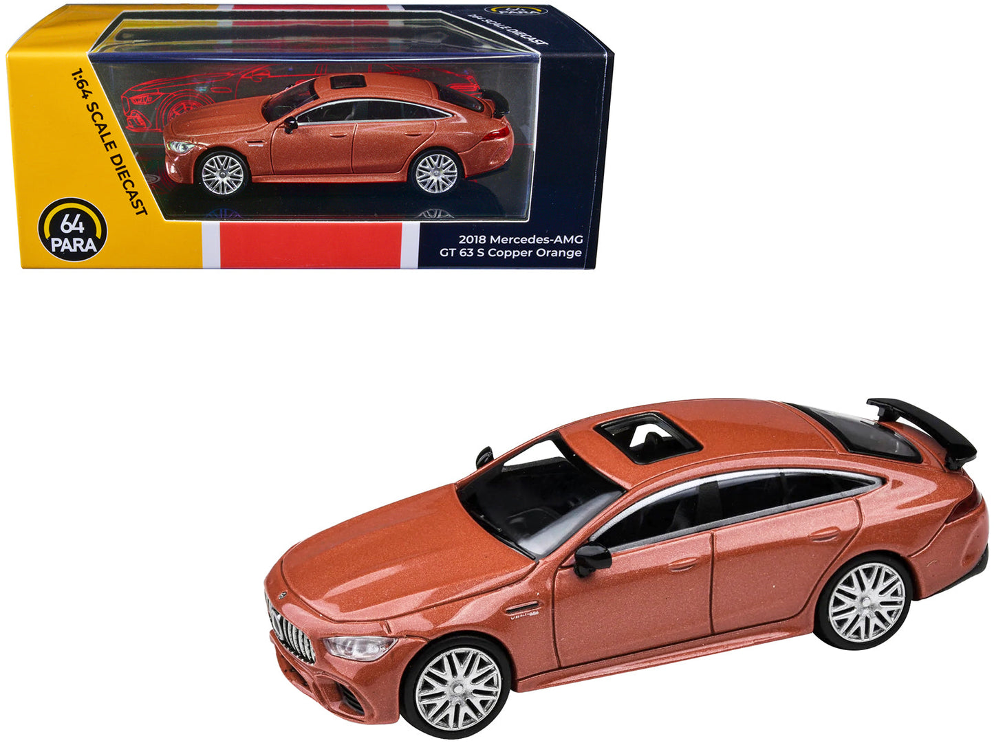 2018 Mercedes-AMG GT 63 S Copper Orange Metallic 1/64 Diecast Model Car by Paragon Models  free shipping USA