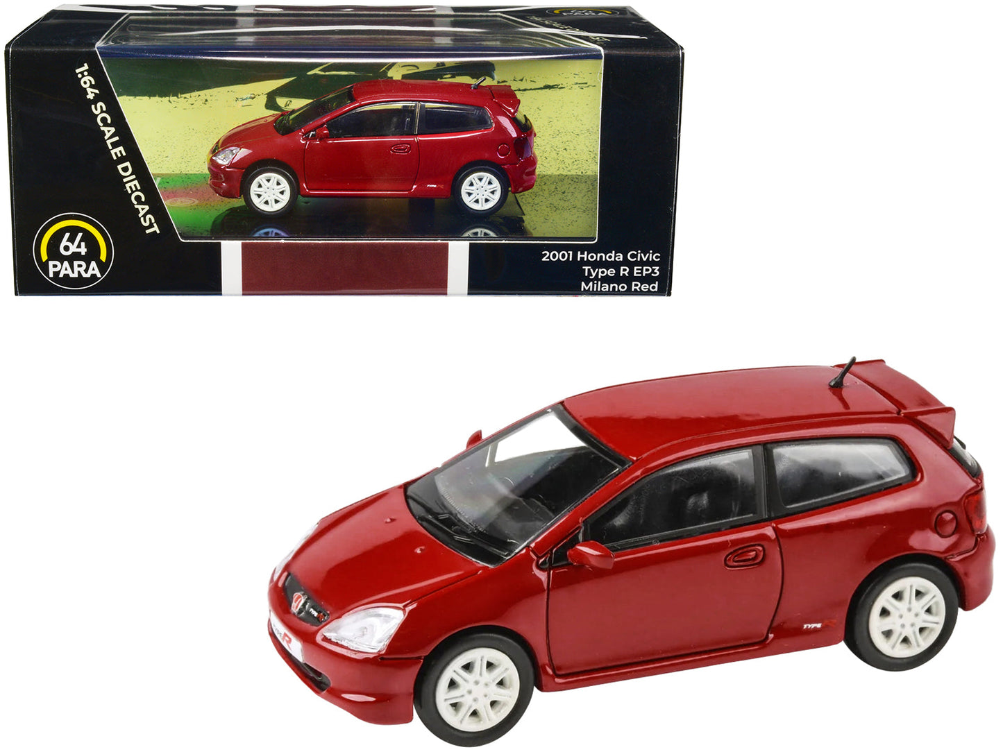 2001 Honda Civic Type R EP3 Milano Red 1/64 Diecast Model Car by Paragon Models  free shipping USA