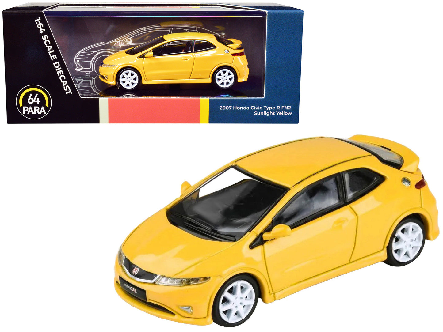 2007 Honda Civic Type R FN2 Sunlight Yellow 1/64 Diecast Model Car by Paragon Models  free shipping USA