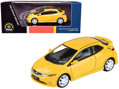2007 Honda Civic Type R FN2 Sunlight Yellow 1/64 Diecast Model Car by Paragon Models  free shipping USA