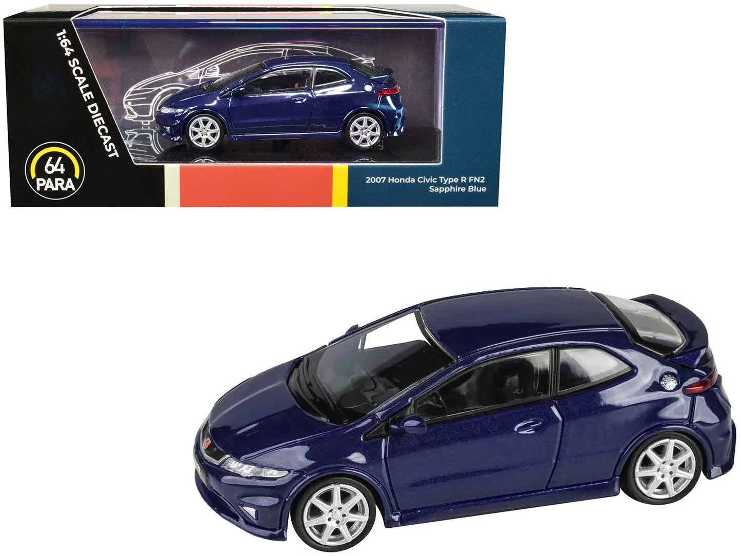 2007 Honda Civic Type R FN2 Sapphire Blue Metallic 1/64 Diecast Model Car by Paragon Models  free shipping USA