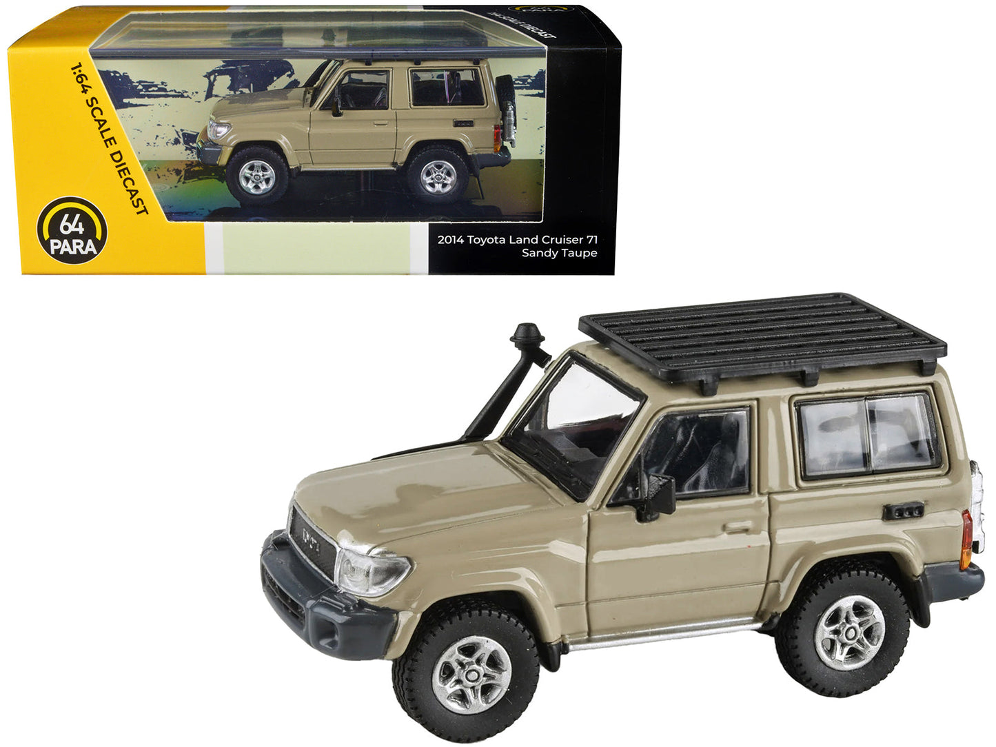 2014 Toyota Land Cruiser 71 SWB (Short Wheel Base) Sandy Taupe Brown 1/64 Diecast Model Car by Paragon Models  free shipping USA
