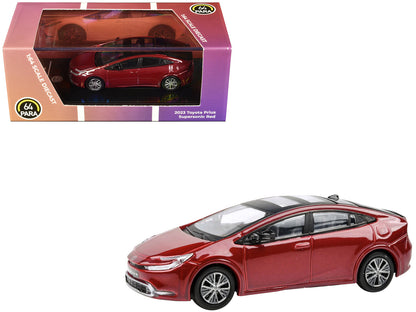 2023 Toyota Prius Supersonic Red Metallic with Black Top and Sun Roof and Sun Roof 1/64 Diecast Model Car by Paragon Models  free shipping USA