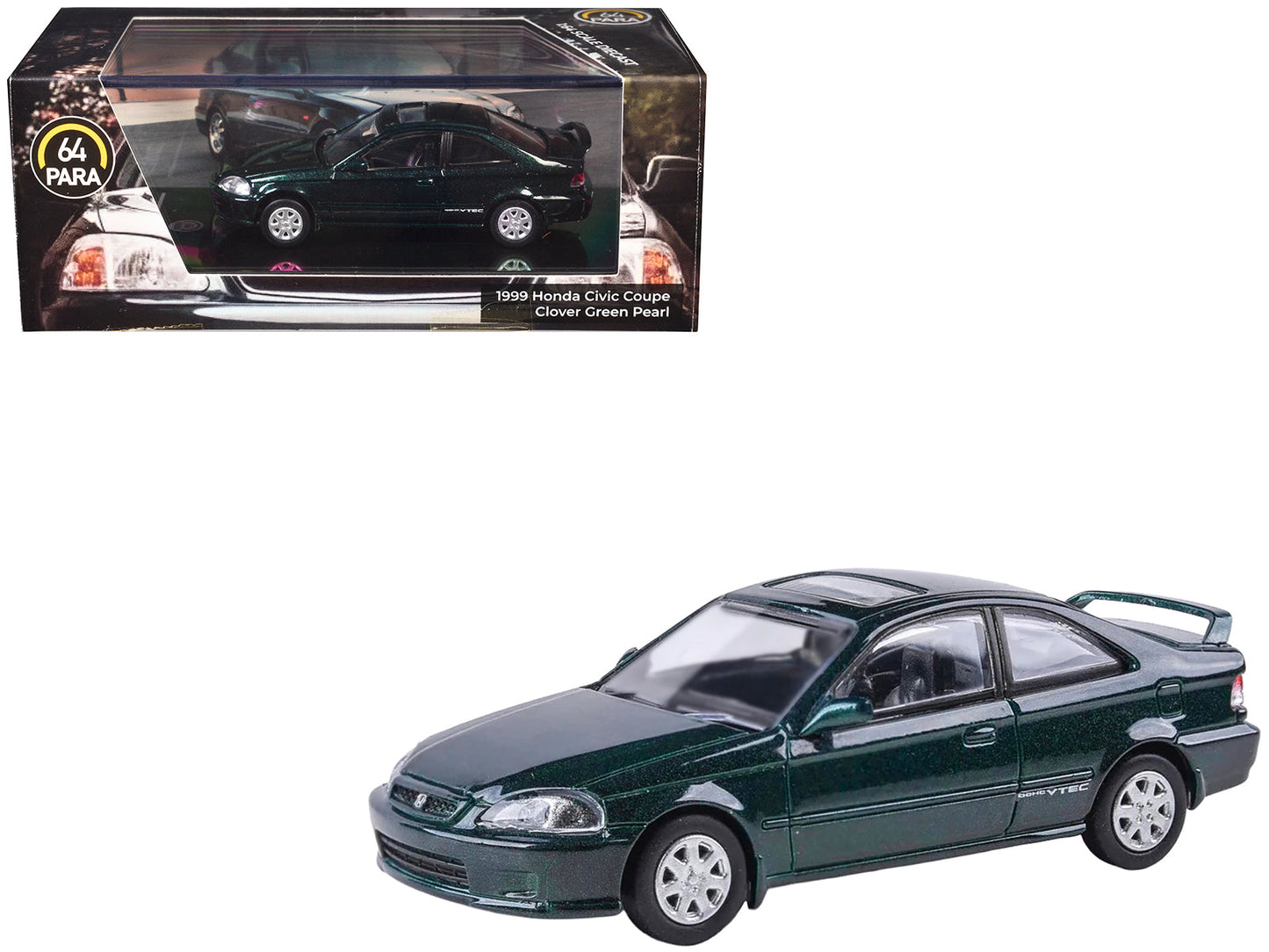 1999 Honda Civic Si EM1 Clover Green Pearl Metallic with Sunroof 1/64 Diecast Model Car by Paragon  free shipping USA