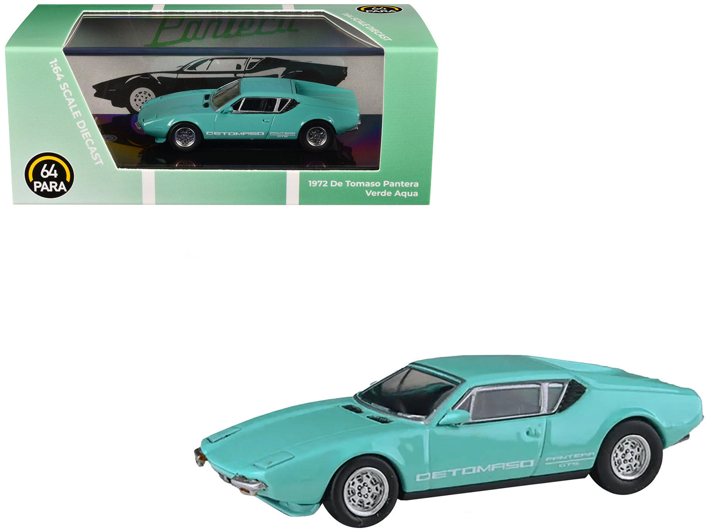 1972 De Tomaso Pantera Verde Aqua 1/64 Diecast Model Car by Paragon Models  free shipping USA