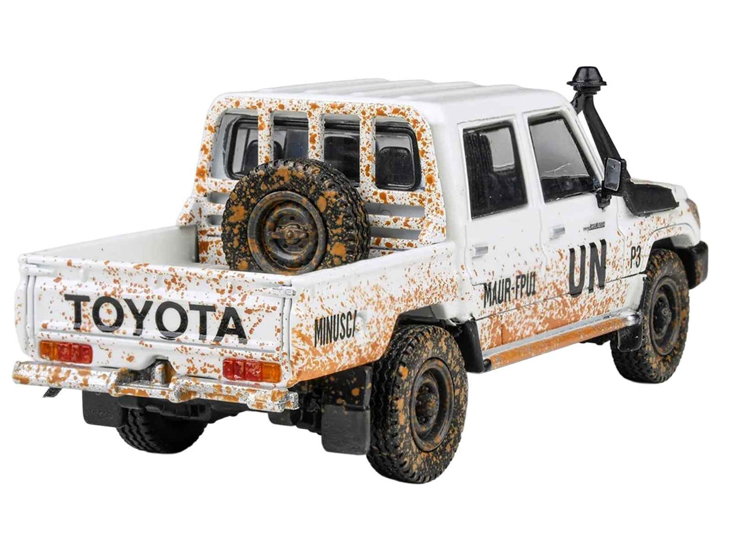 2014 Toyota Land Cruiser LC 79 Pickup Truck "UN MINUSCA" White (Dirty Version) 1/64 Diecast Model Car by Paragon Models