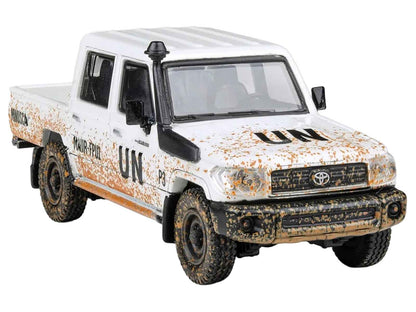 2014 Toyota Land Cruiser LC 79 Pickup Truck "UN MINUSCA" White (Dirty Version) 1/64 Diecast Model Car by Paragon Models